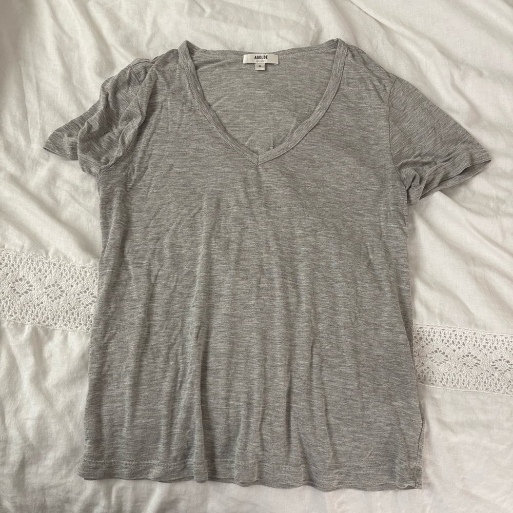 Agolde Gray Short Sleeve Tee size M tissue thin
